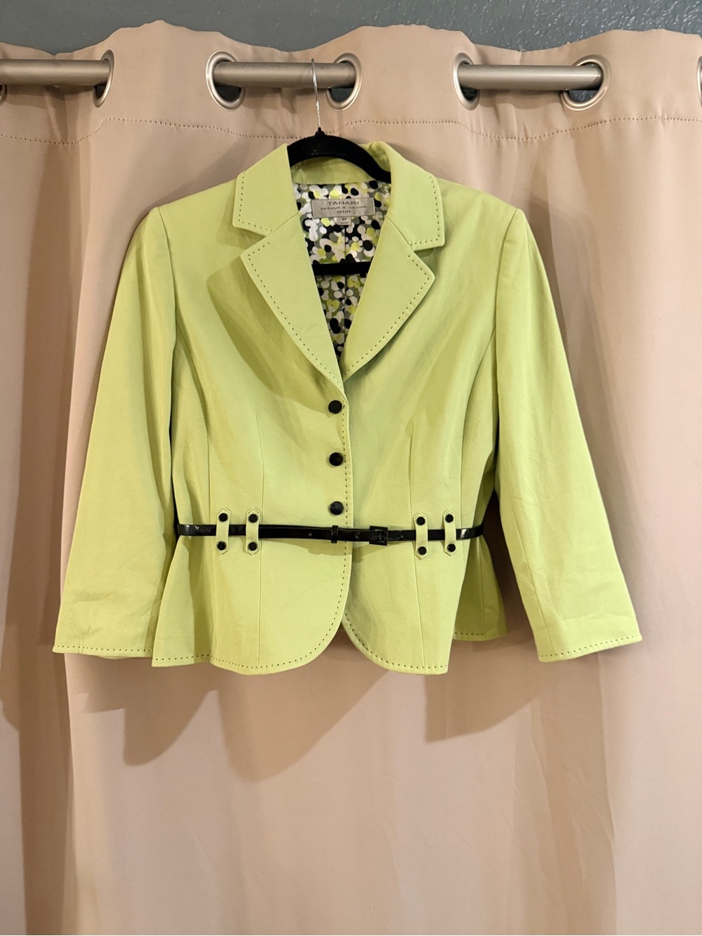 Tahari  Lime Green  Blazer with Black Belt
